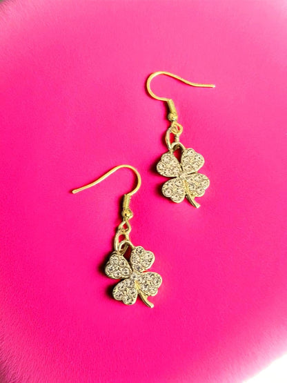 Sparkling Four-Leaf Clover Earrings – Lucky Charm Dangles