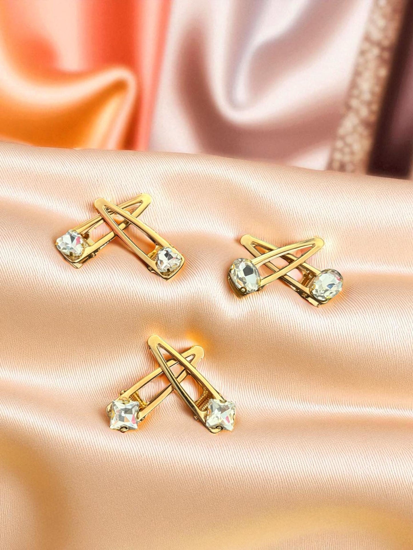 Elegant Set of 6 Hair Clips in Royal Blue, Green, Red, Pink, and Silver - Perfect for Any Occasion