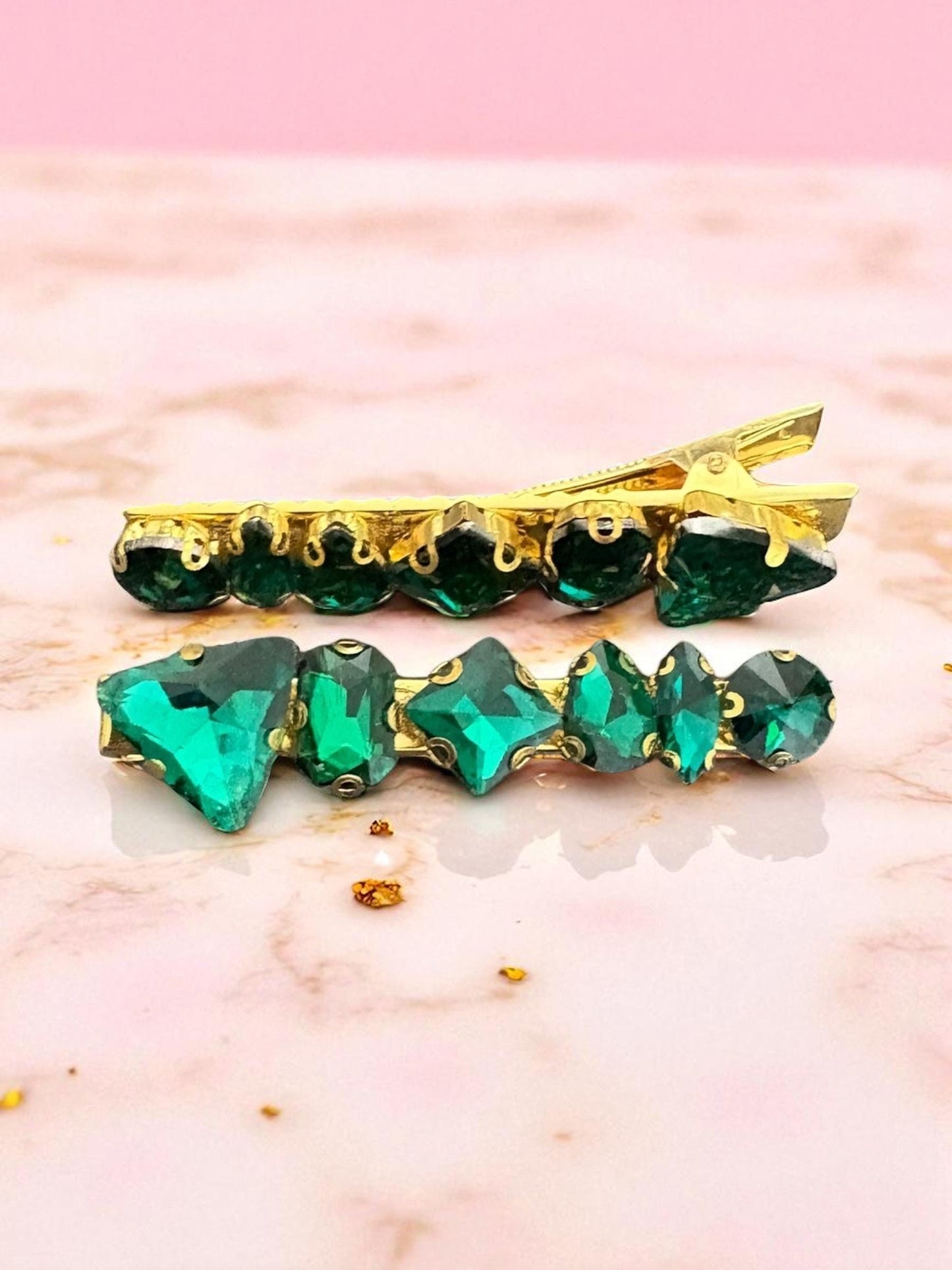 Pair of large gemstone hair slide fashion hair clip large rhinestones available in purple champagne green pink bold handmade gift for her