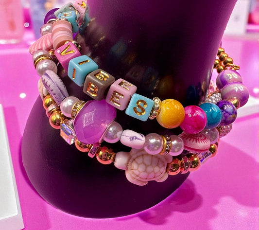 handmade beaded charm bracelets stacks beach vibe turtle edition- sea shells memory wire magnetic closing friendship girlfriend wife for her