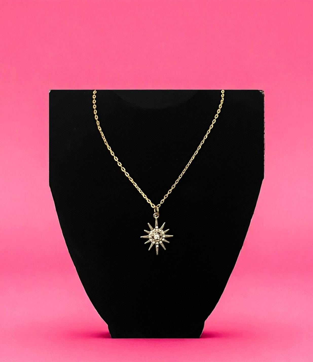 Bright star diamanté necklace- colour gold