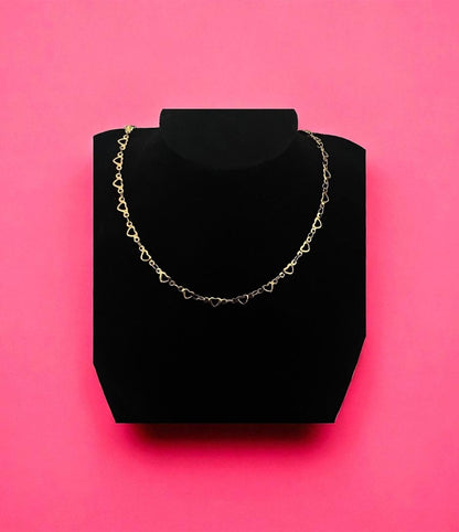 Heart short chain necklace- colour gold