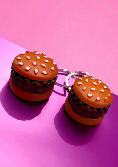 Cute little ham burger macdonalds Big Mac cheese burger earrings, dangly drop earrings