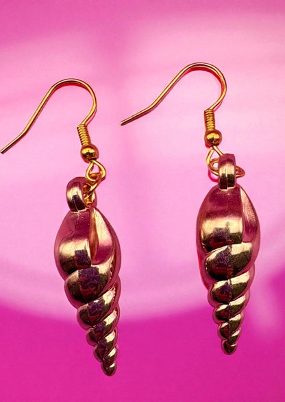 Gold Sea shell horn earrings