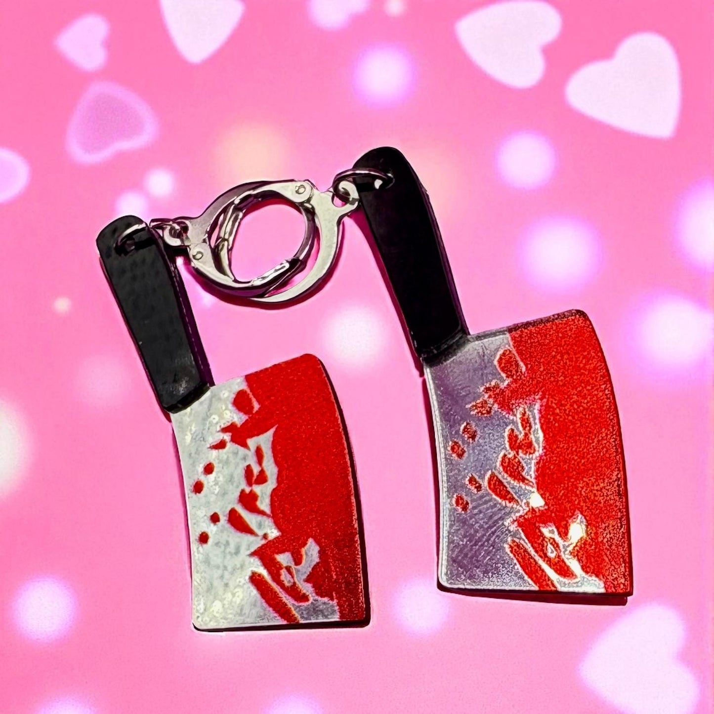 Halloween earrings fake knives, axes, blood scary spooky scream murder accessories realistic horror thriller micheal myers killer decoration