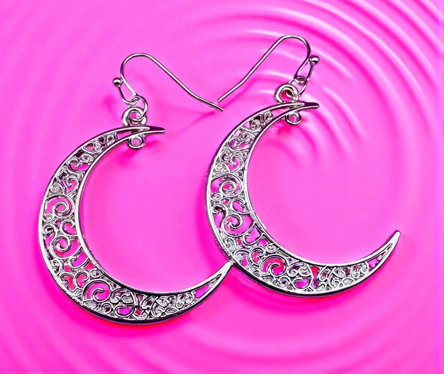 Large moon earrings- available in gold and silver