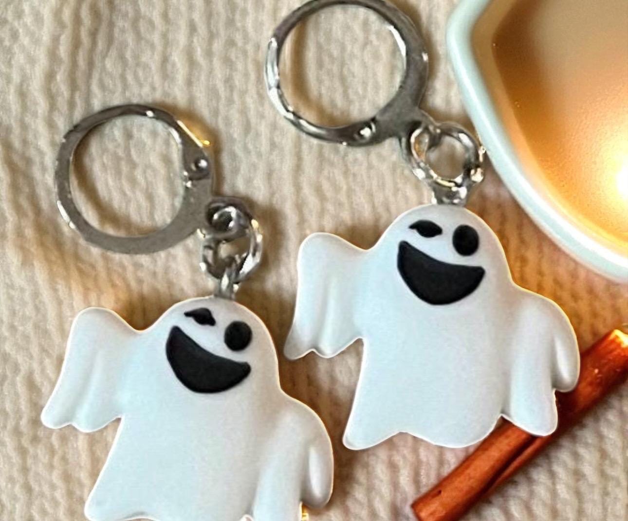 Halloween Resin Earrings: Pumpkin, Ghost, Black Cat Charms