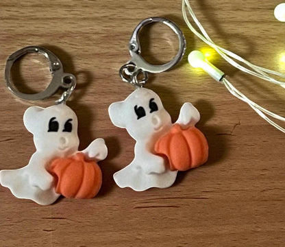 Halloween Resin Earrings: Pumpkin, Ghost, Black Cat Charms