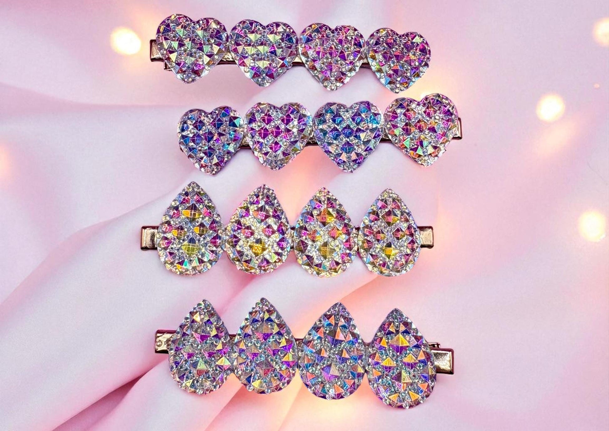 Circular, heart, teardrop large glitter sparkly large hair slide sliver fashion hair clip Christmas sold as pairs