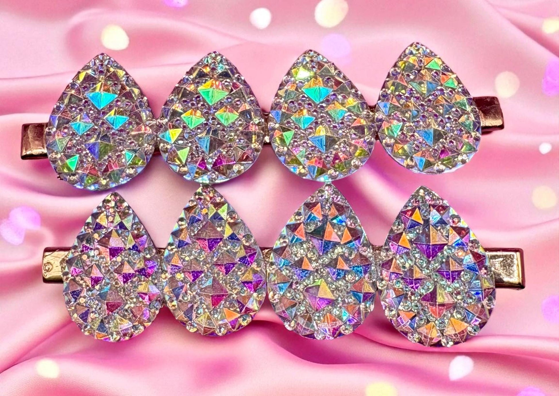 Circular, heart, teardrop large glitter sparkly large hair slide sliver fashion hair clip Christmas sold as pairs
