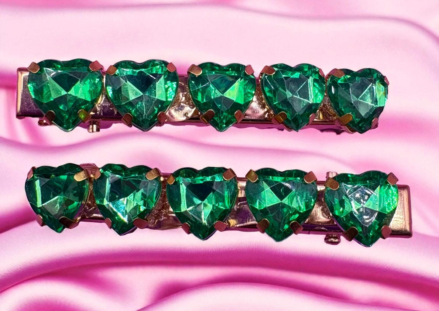 Heart, Glass rhinestone sparkly small hair slides gold fashion hair clip approx 6cm. Sold as pairs