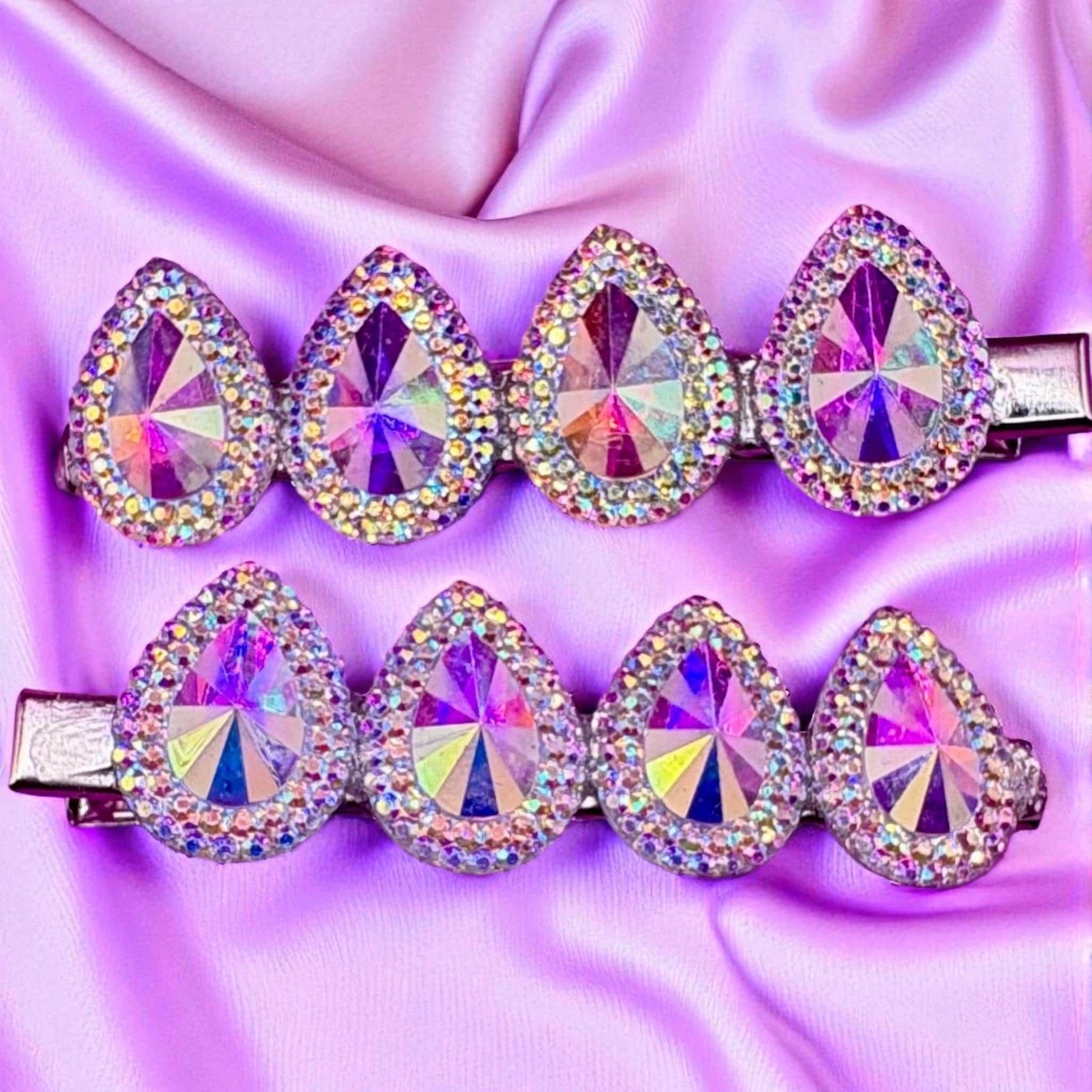 Heart, oval glitter sparkly small hair slide sliver fashion hair clip sold as pairs