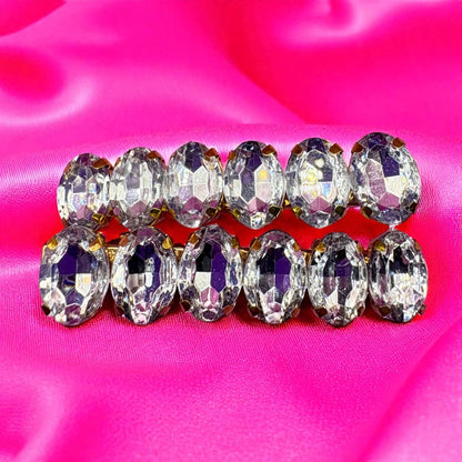 Pair of 6cm gemstone hair slide clip large rhinestones available in blue red green gold turquoise