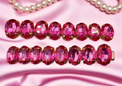 Pair of large oval gemstone hair slide fashion hair clip available in multiple colours red pink green