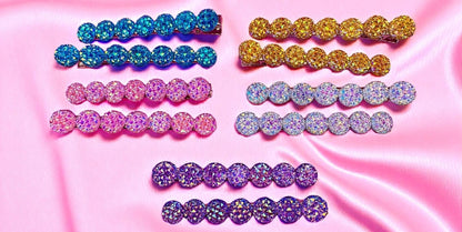 Silver glitter sparkly heart large pair of hair clips fashion clips valentines gift