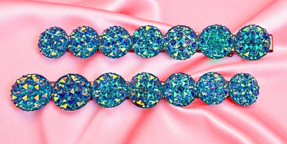 Silver glitter sparkly heart large pair of hair clips fashion clips valentines gift