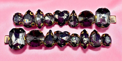 large handmade hair slide fashion clip rhinestones available in purple holographic green gold black