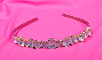 Hand-Decorated neon pastel maximum comfort metal Headband with Glass Rhinestones