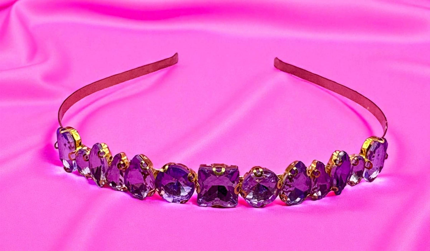 Hand-Decorated maximum comfort metal Headband with Glass Rhinestones | Elegant Hair Accessories