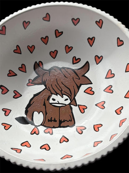 Hand Painted Highland Cow Decorative Bowl Rustic Farmhouse Jewelry Dish Trinket Holder Cute Cow Gift for Animal Lovers