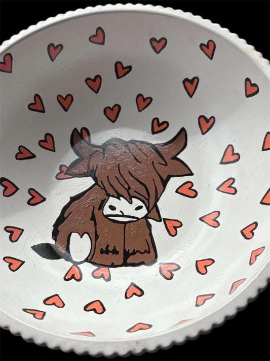 Hand Painted Highland Cow Decorative Bowl Rustic Farmhouse Jewelry Dish Trinket Holder Cute Cow Gift for Animal Lovers