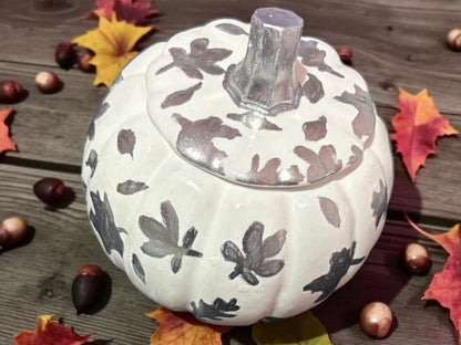 autumn autumnal dishes, coaster, pumpkin pots handmade and hand painted gold silver seasonal decor decorations