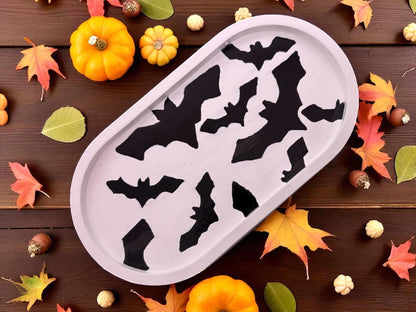 Handmade Halloween home wear. Ghost Coaster, Bat Trinket Dish Spooky Cute Home Décor Jewelry Tray Gift Idea