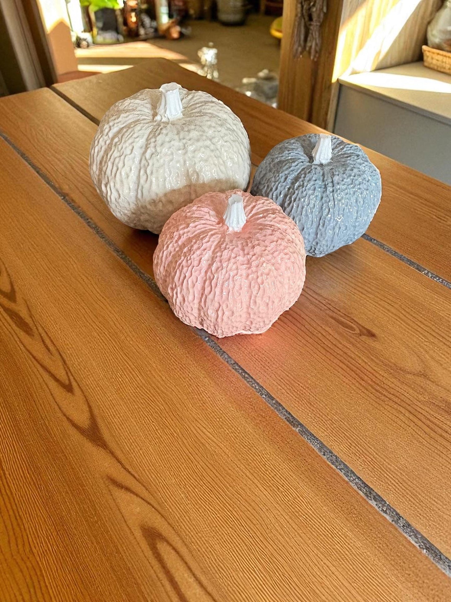 Handmade Colorful Mini Pumpkin Ornaments – Set of 3 or Set of 6 | Fall Decor, Autumn Table Centerpiece, Rustic Halloween Decorations