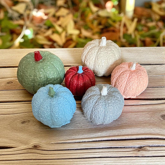 Handmade Colorful Mini Pumpkin Ornaments – Set of 3 or Set of 6 | Fall Decor, Autumn Table Centerpiece, Rustic Halloween Decorations