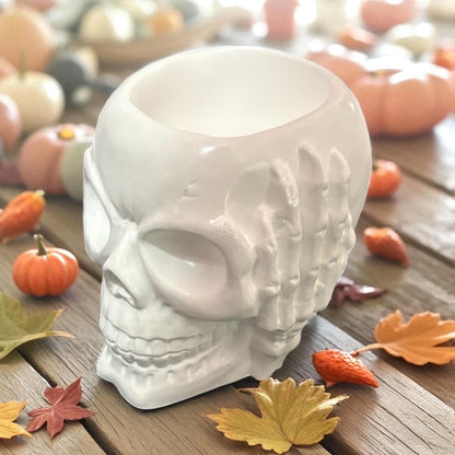 Gothic Skull Pot Set Hear No Evil, See No Evil, Speak No Evil Decor