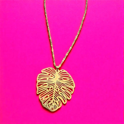 Stylish Gold Monstera Leaf Necklace – 38cm Chain with 5cm Extender