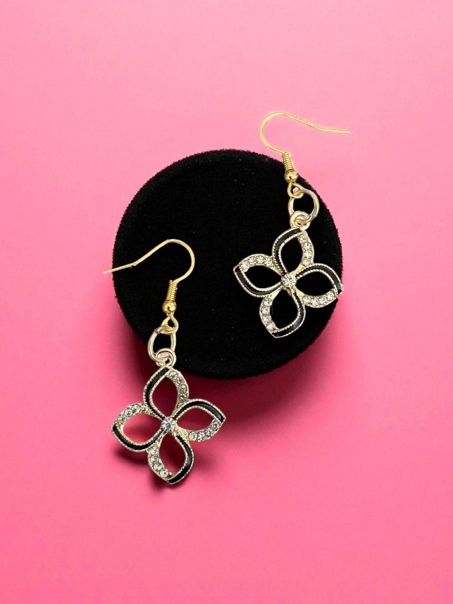 Glamorous Floral Charm Earrings – Gold Accent Dangle