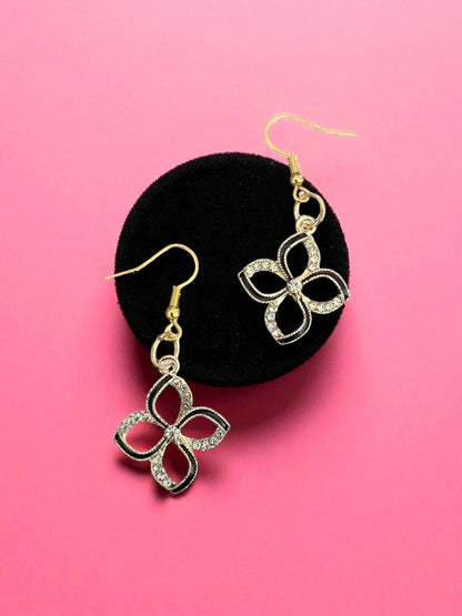 Glamorous Floral Charm Earrings – Gold Accent Dangle