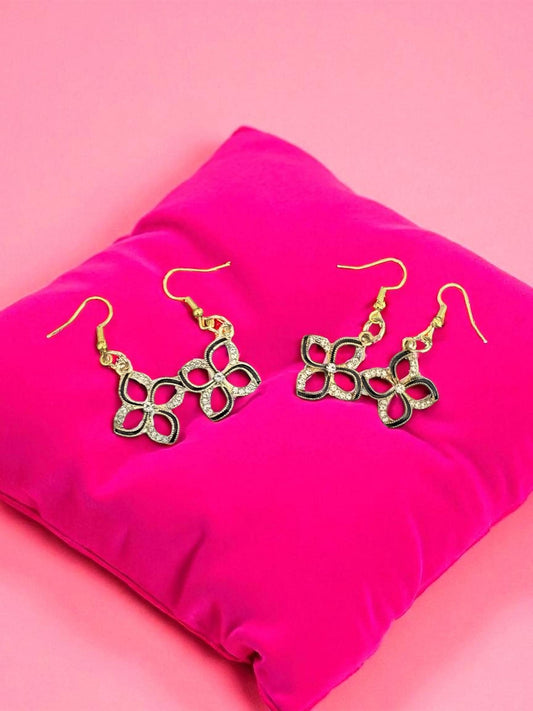 Glamorous Floral Charm Earrings – Gold Accent Dangle