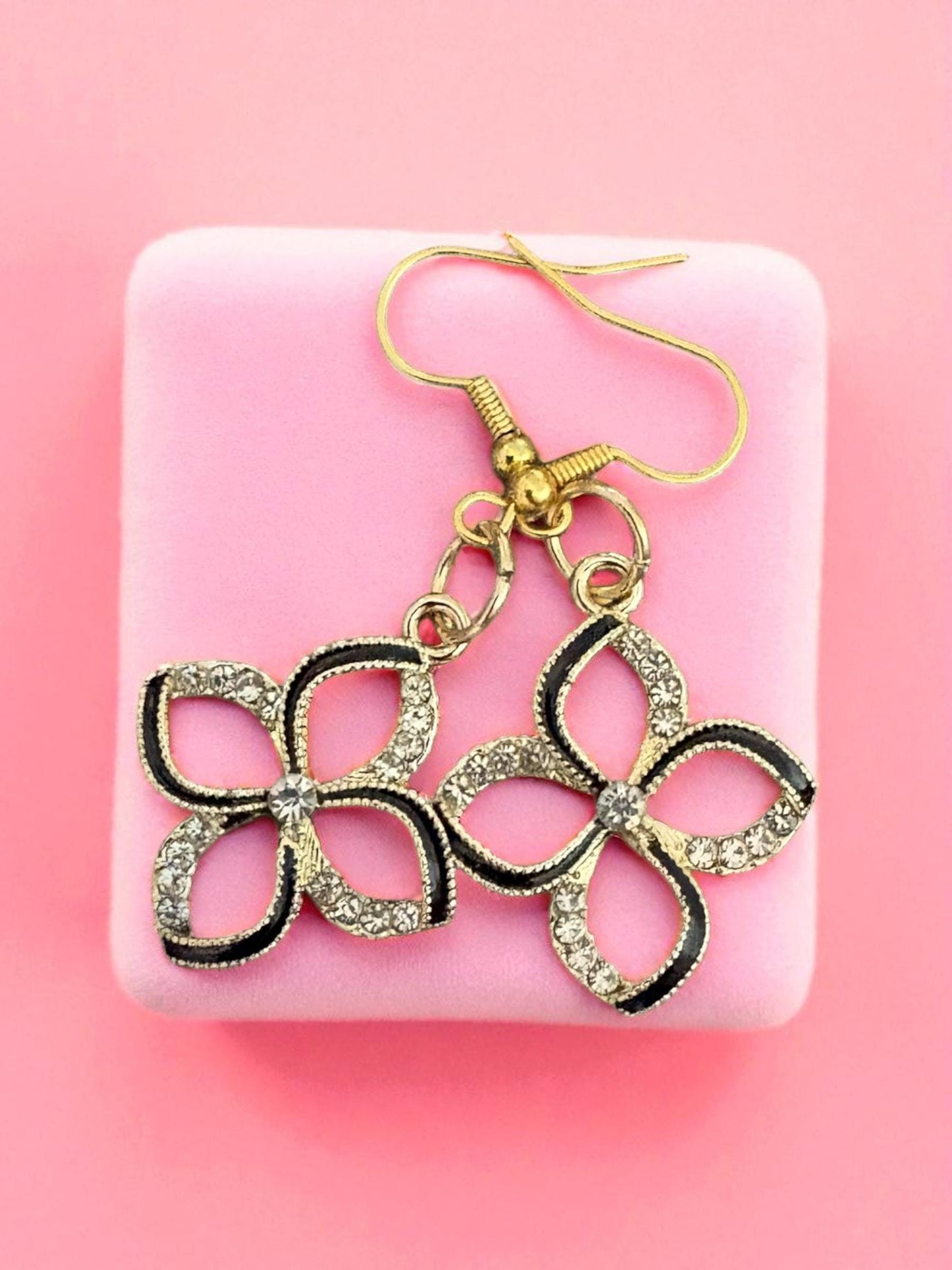 Glamorous Floral Charm Earrings – Gold Accent Dangle