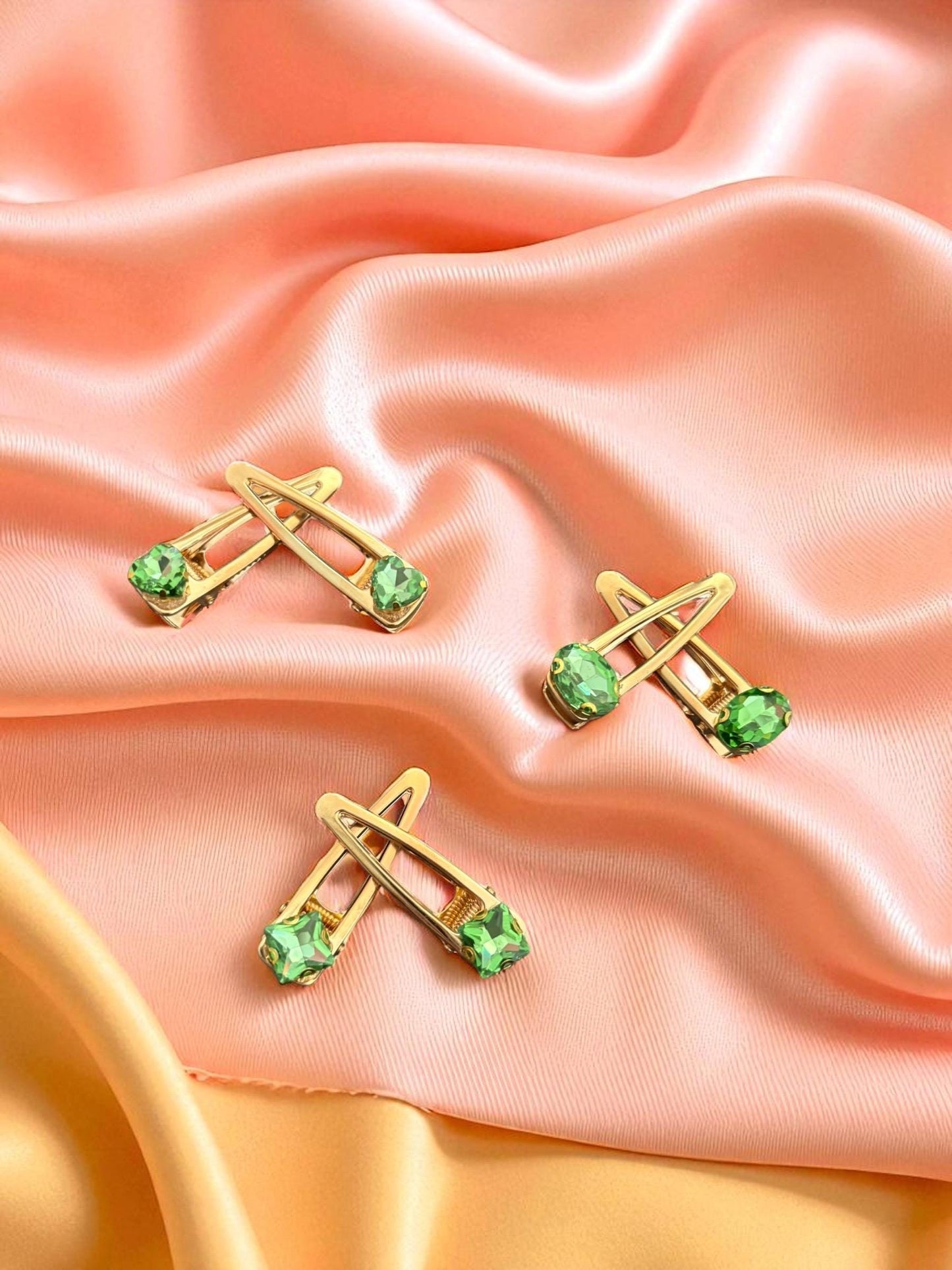 Elegant Set of 6 Hair Clips in Royal Blue, Green, Red, Pink, and Silver - Perfect for Any Occasion