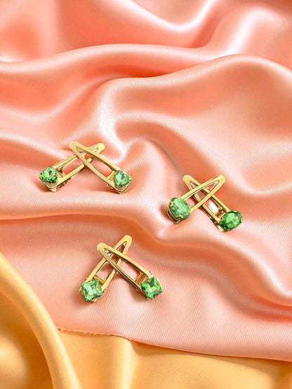 Elegant Set of 6 Hair Clips in Royal Blue, Green, Red, Pink, and Silver - Perfect for Any Occasion