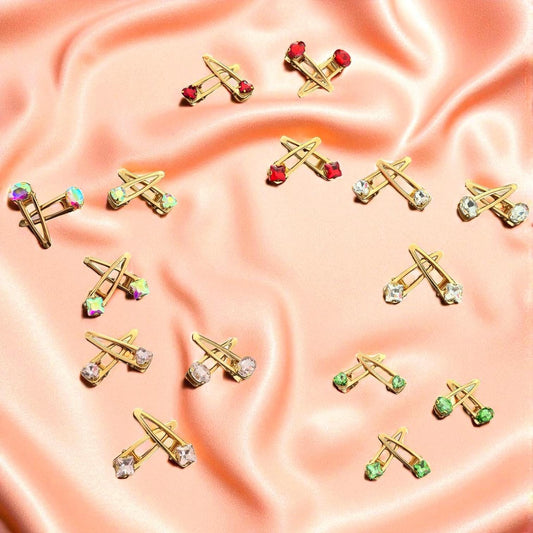 Elegant Set of 6 Hair Clips in Royal Blue, Green, Red, Pink, and Silver - Perfect for Any Occasion