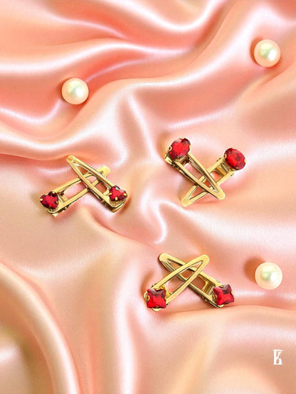 Elegant Set of 6 Hair Clips in Royal Blue, Green, Red, Pink, and Silver - Perfect for Any Occasion