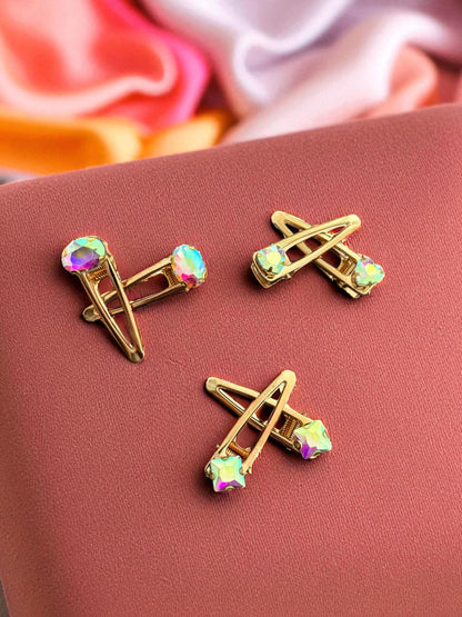 Elegant Set of 6 Hair Clips in Royal Blue, Green, Red, Pink, and Silver - Perfect for Any Occasion