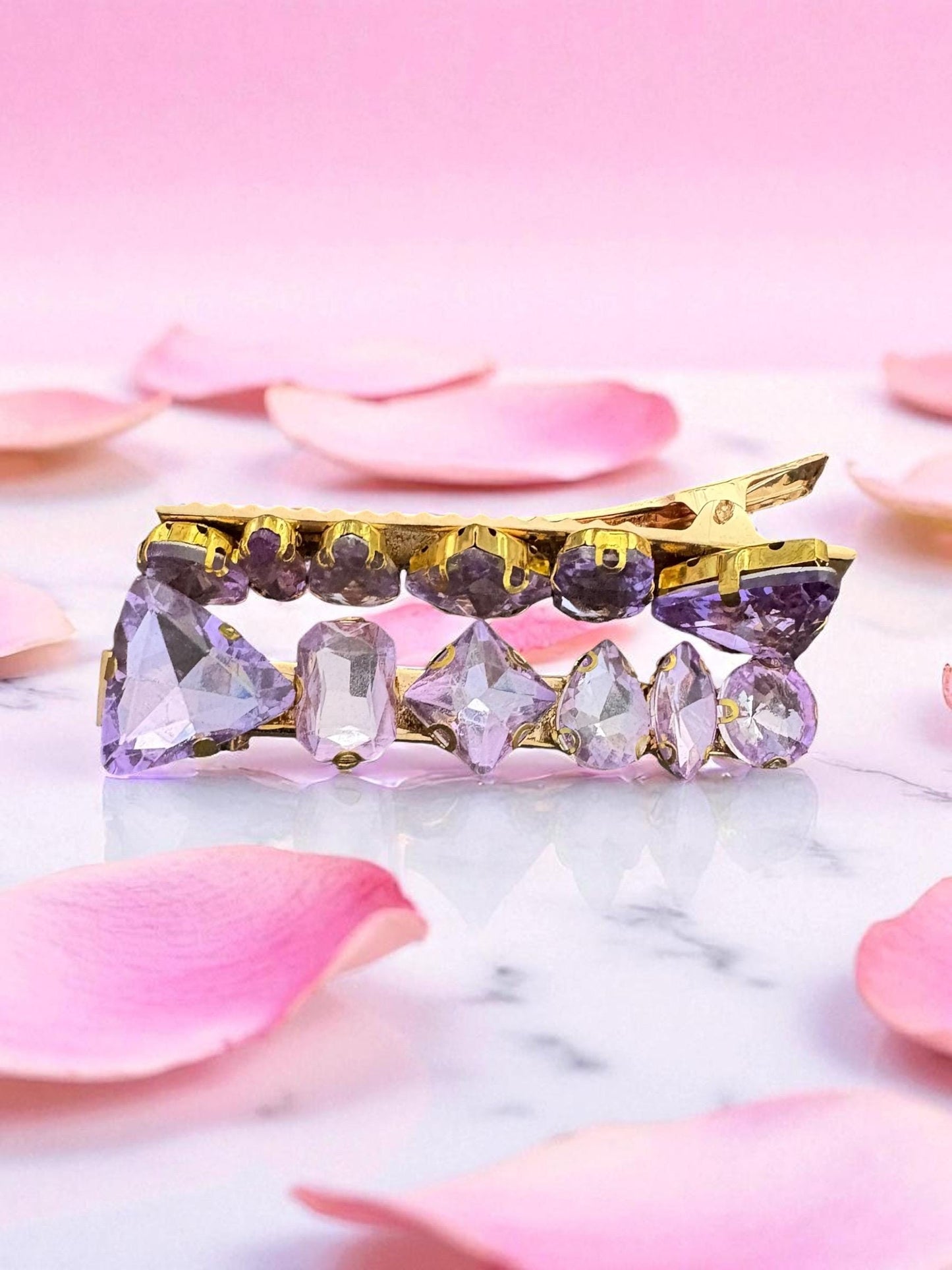 Pair of large gemstone hair slide fashion hair clip large rhinestones available in purple champagne green pink bold handmade gift for her