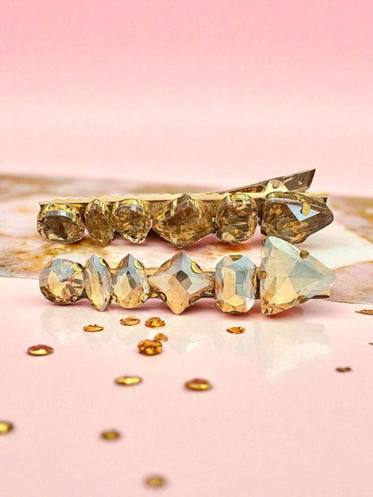 Pair of large gemstone hair slide fashion hair clip large rhinestones available in purple champagne green pink bold handmade gift for her