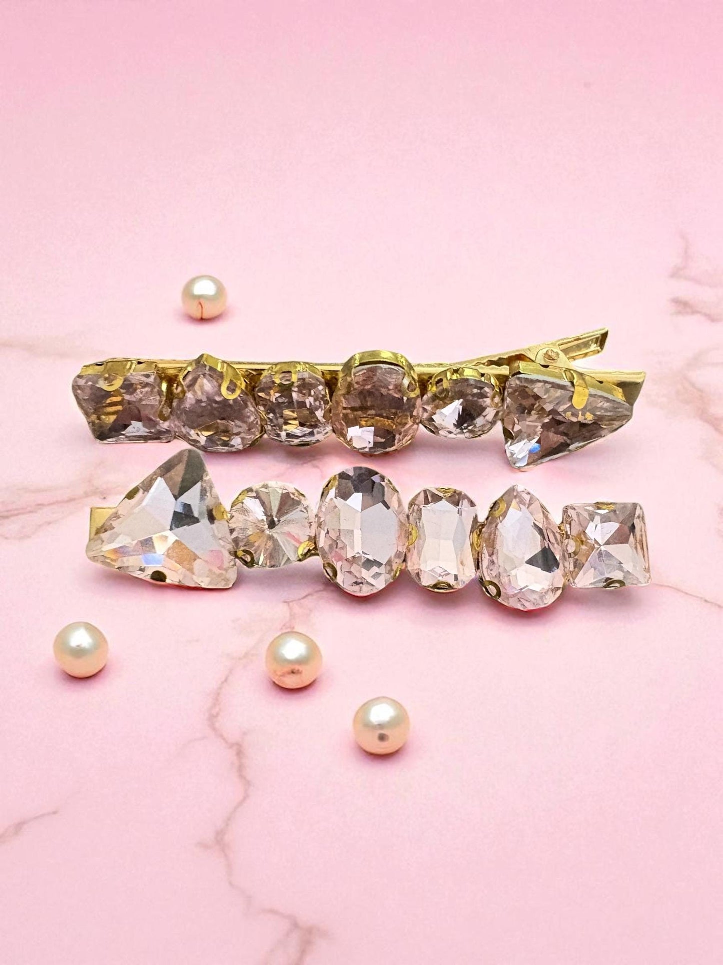 Pair of large gemstone hair slide fashion hair clip large rhinestones available in purple champagne green pink bold handmade gift for her