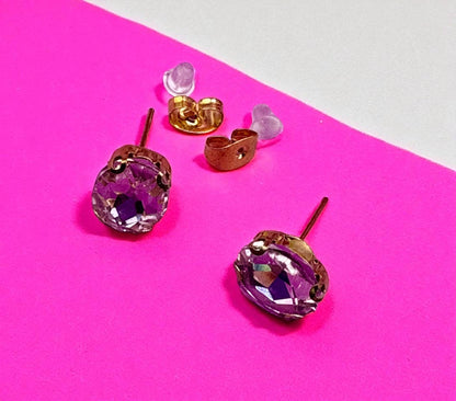 Elegant Light Pink Crystal Earrings Oval-Shaped Glamour Gold-Toned Luxury Timeless Sophisticated