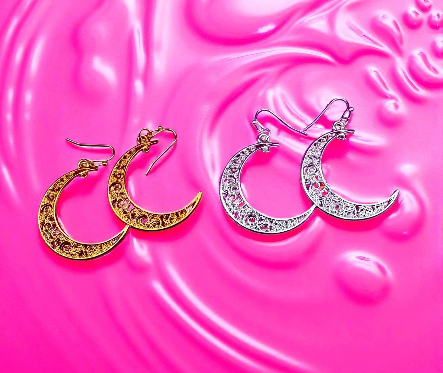 Large moon earrings- available in gold and silver