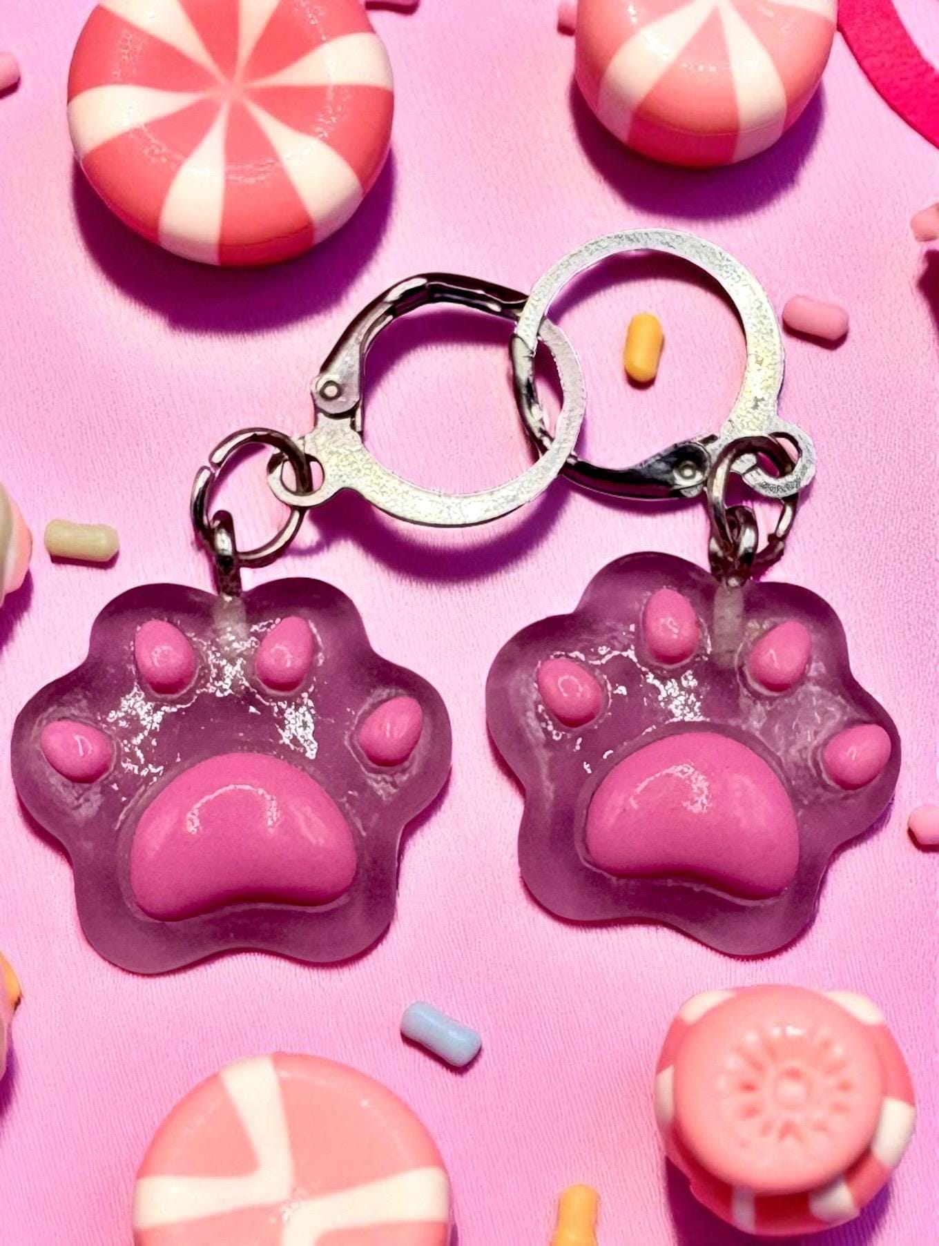 Teddy bears bear paw earrings, dangly drop earrings. cartoon novelty costume jewellery