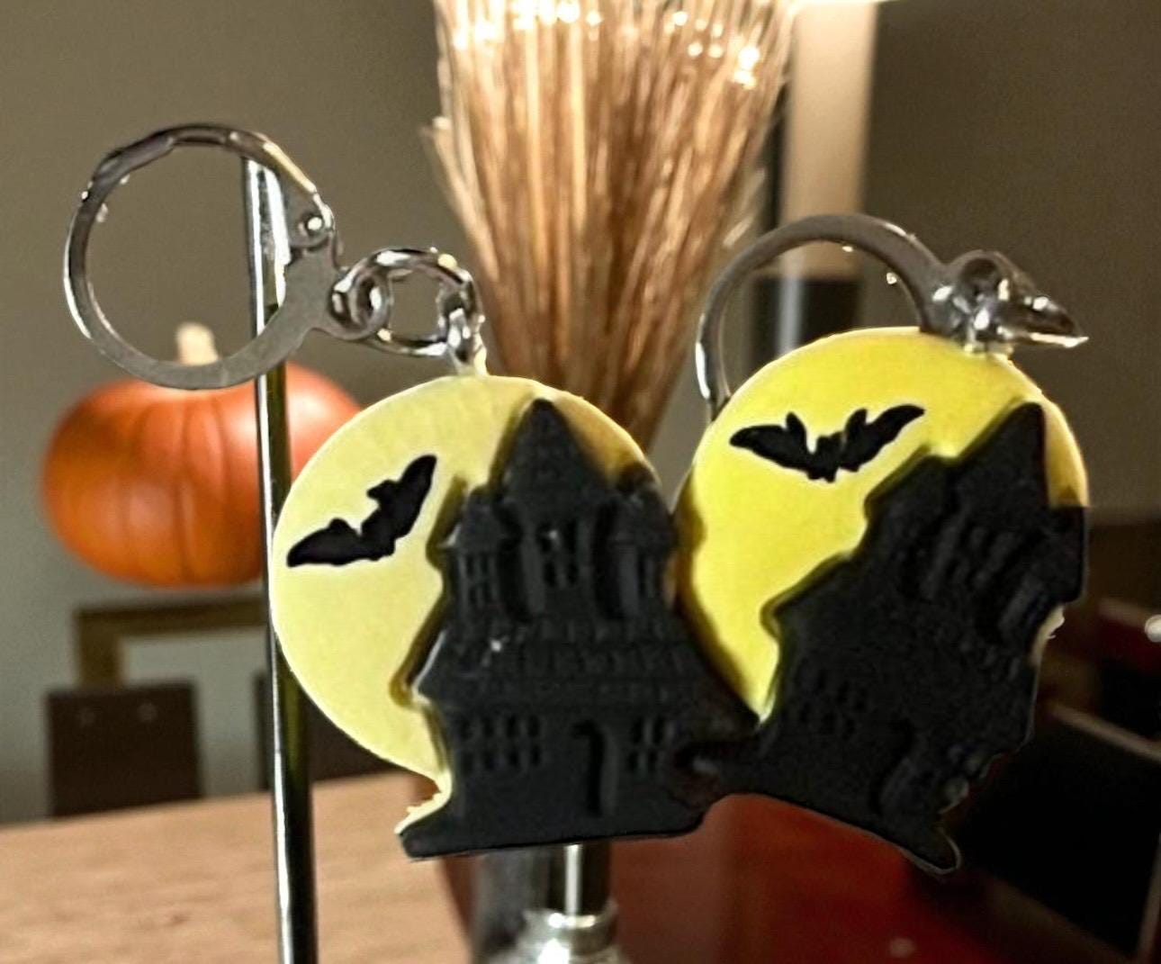 Halloween Resin Earrings: Pumpkin, Ghost, Black Cat Charms