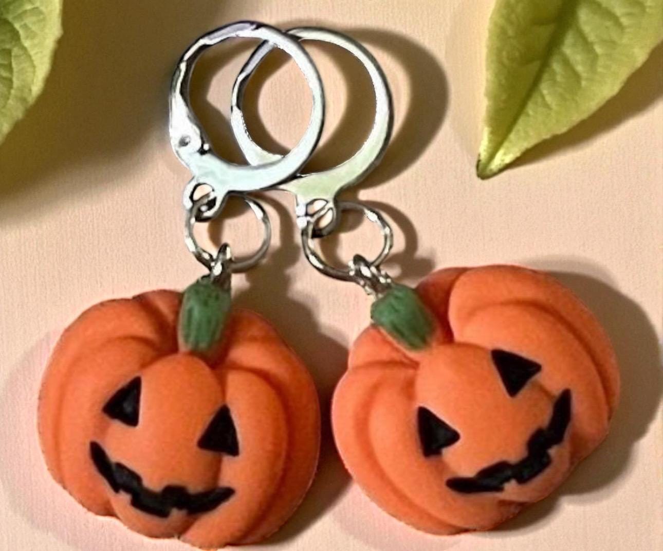 Halloween Resin Earrings: Pumpkin, Ghost, Black Cat Charms
