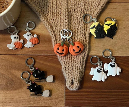 Halloween Resin Earrings: Pumpkin, Ghost, Black Cat Charms