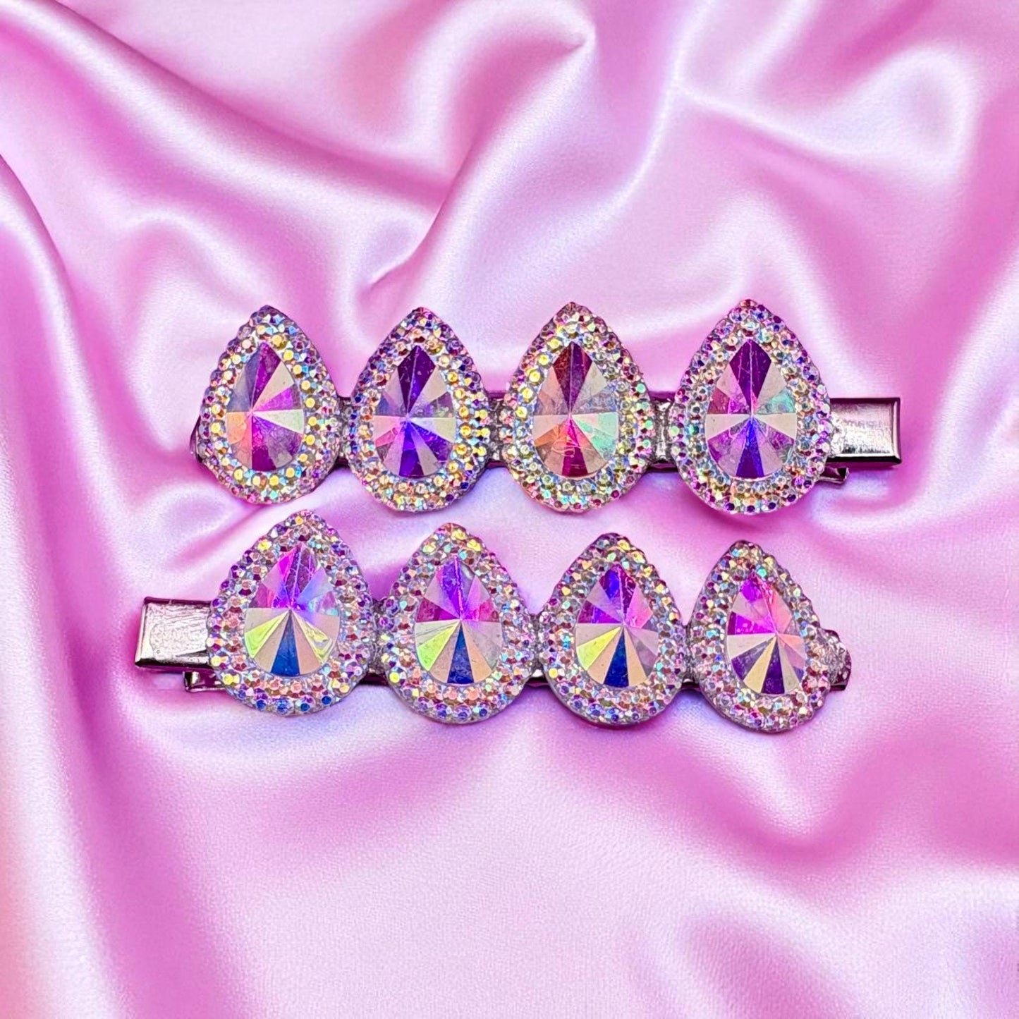 Heart, oval glitter sparkly small hair slide sliver fashion hair clip sold as pairs